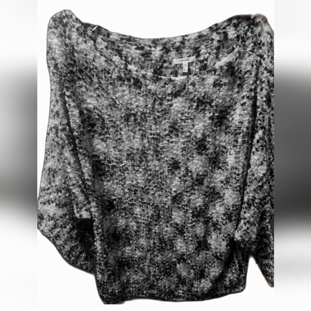 Maurices Textured Knit Dolman Black Gray White Dolman Sweater NWT